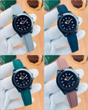 Black Rubber Strap Watch for Men with Date Window