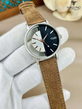 Men Multicolor PU Leather Strap Watch Round Dial Lightweight